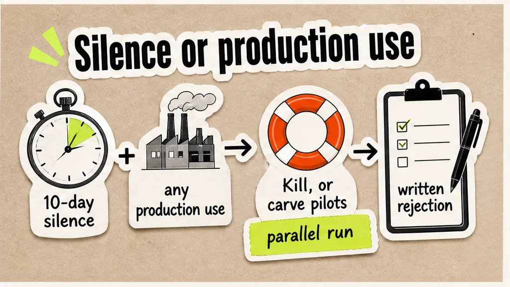Checklist: silence or production use deemed acceptance risks