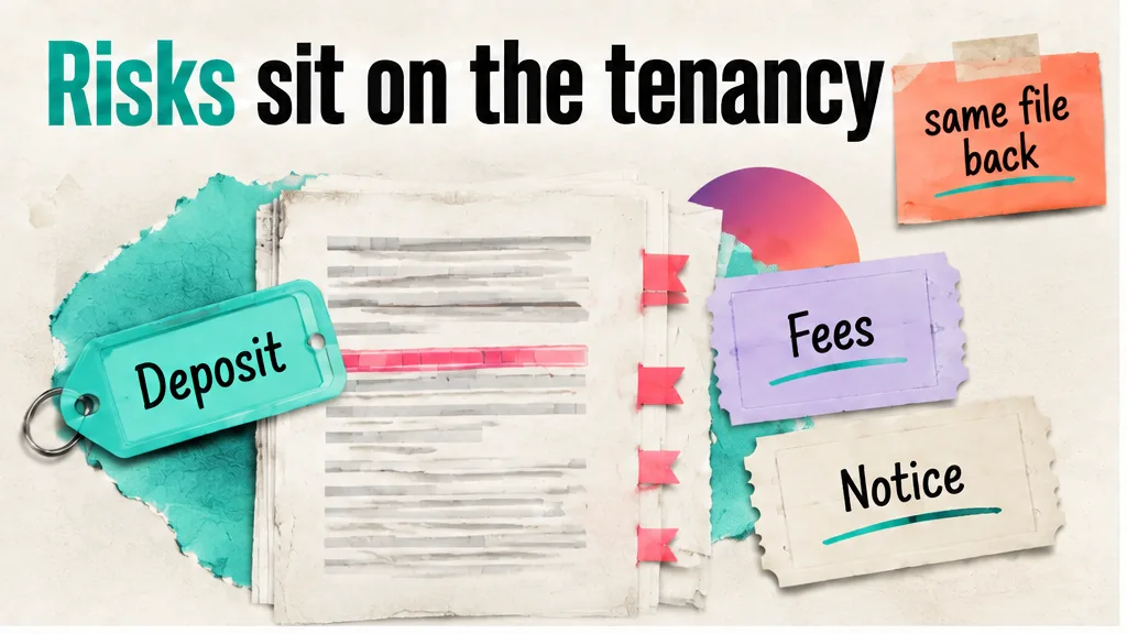 England tenancy page with flags on deposit, fees and notice, no face