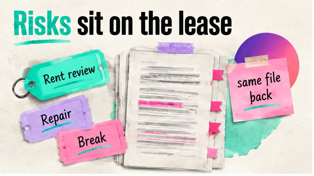 England commercial lease with flags on rent review, repair and break, no face