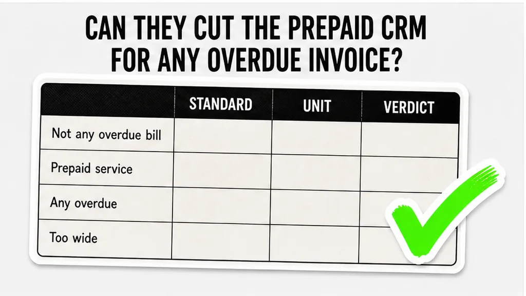 Comparison table: Can they cut the prepaid CRM for any overdue invoice?