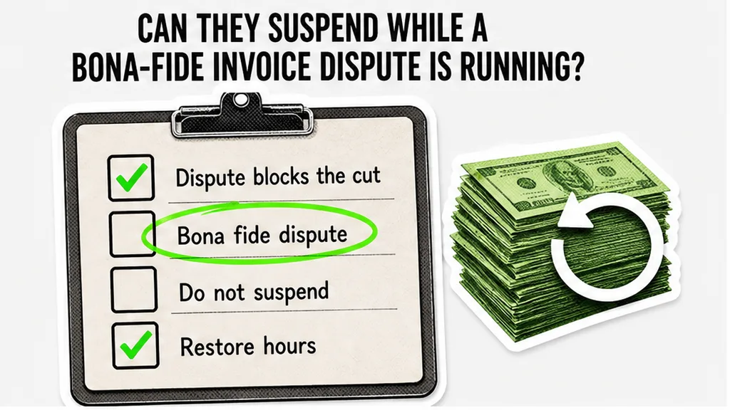Checklist board: Can they suspend while a bona-fide invoice dispute is running?