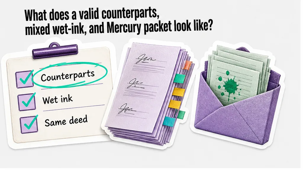 Checklist board: What does a valid counterparts, mixed wet-ink, and Mercury packet look like?