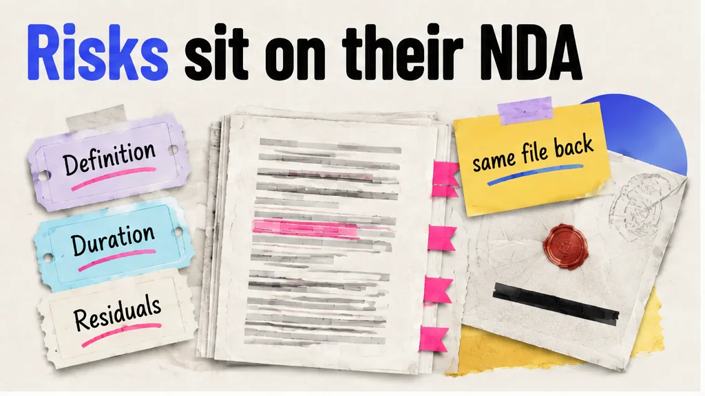 NDA page with flags on definition, duration and residuals, no face