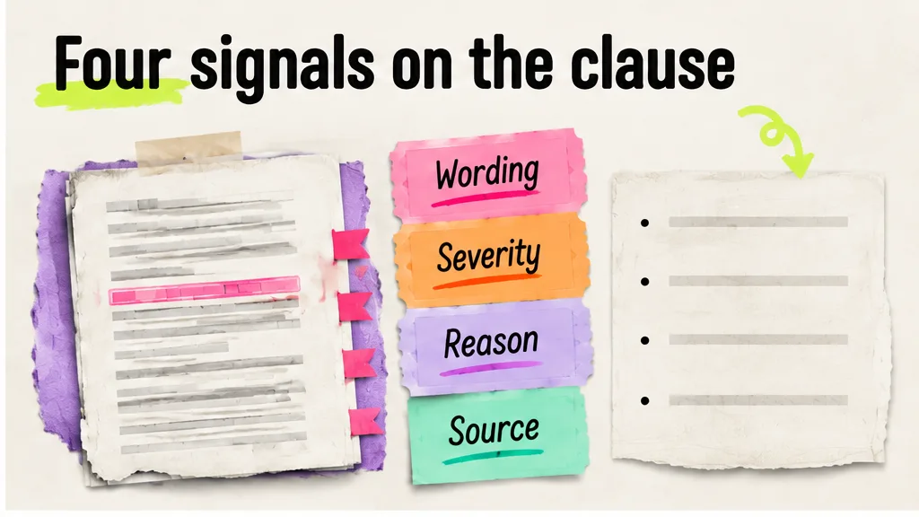 Same draft back with wording, severity, reason and source, no face
