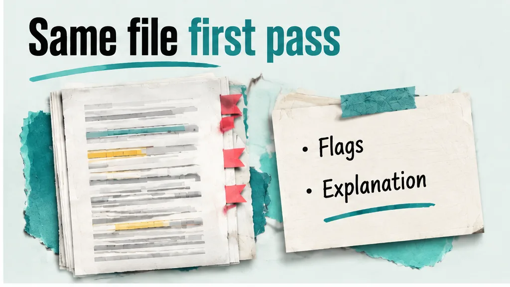 Same file back with flags and a short explanation, no face