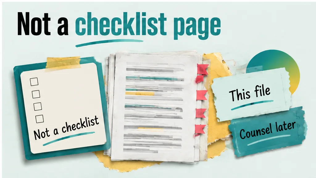 This page kept off a checklist, flags stay on the file, no face