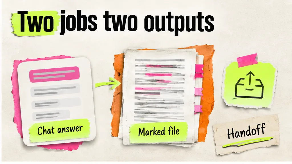 Chat answer and marked file as two different outputs, no face