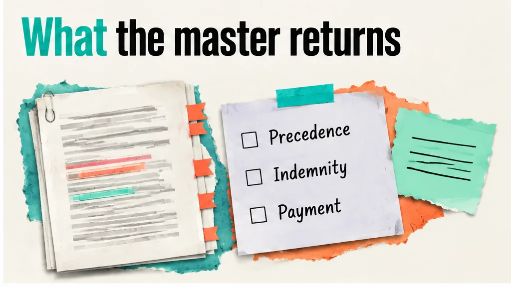 Same master back with precedence, indemnity and payment marks, no face