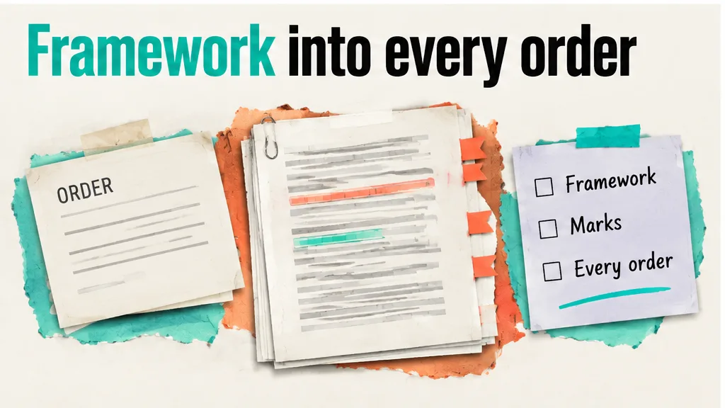 Framework marks that carry into every order, no face