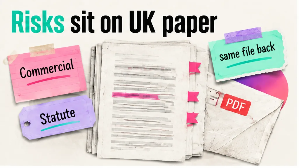 UK commercial draft with flags and a statute pointer, no face