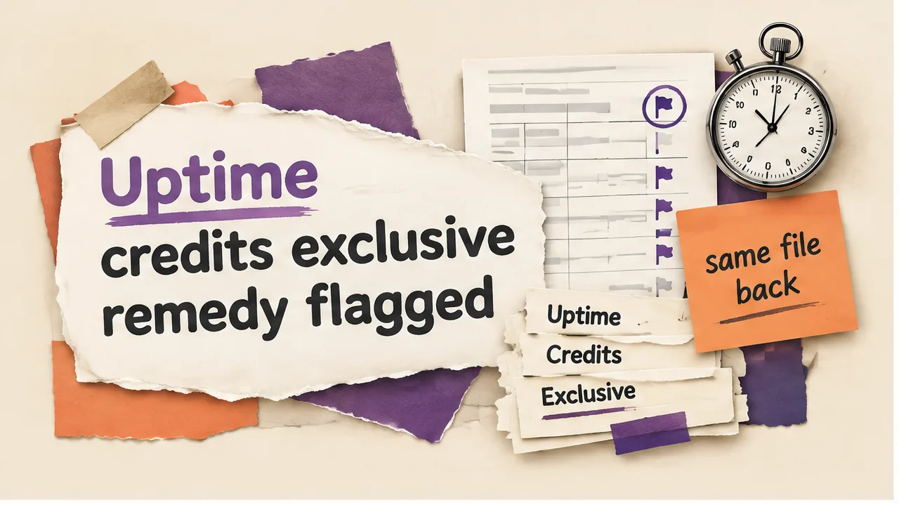 SLA schedule with flags on uptime, credits and exclusive remedy, no face