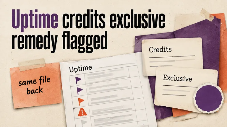 SLA schedule with flags on uptime, credits and exclusive remedy, no face