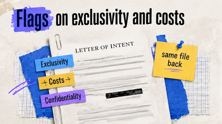 Letter of intent with flags on exclusivity, costs and confidentiality, no face