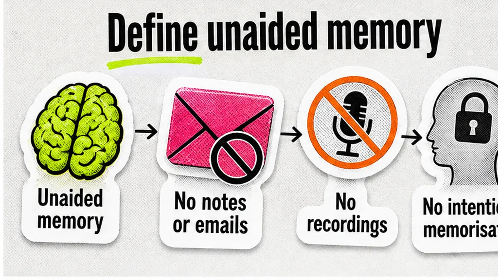 Workflow defining unaided memory with notes and emails barred