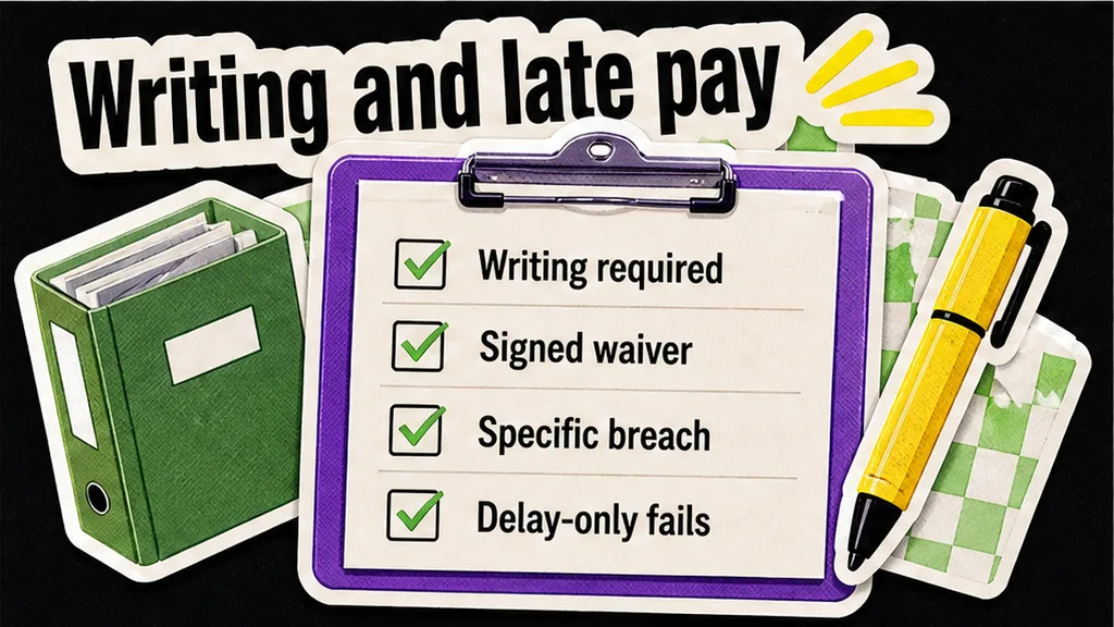 Written signed specific waiver covering delay and late payment