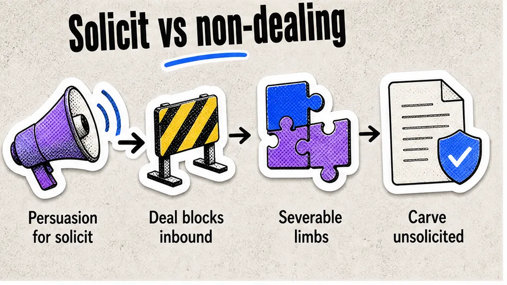Workflow diagram: Compare solicit vs non-dealing before you accept inbound