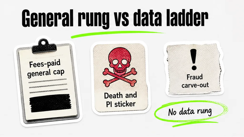 General fees-paid liability rung versus data and confidentiality ladder