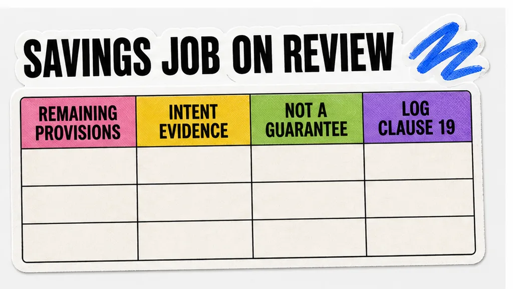 Comparison table of savings-clause review checks
