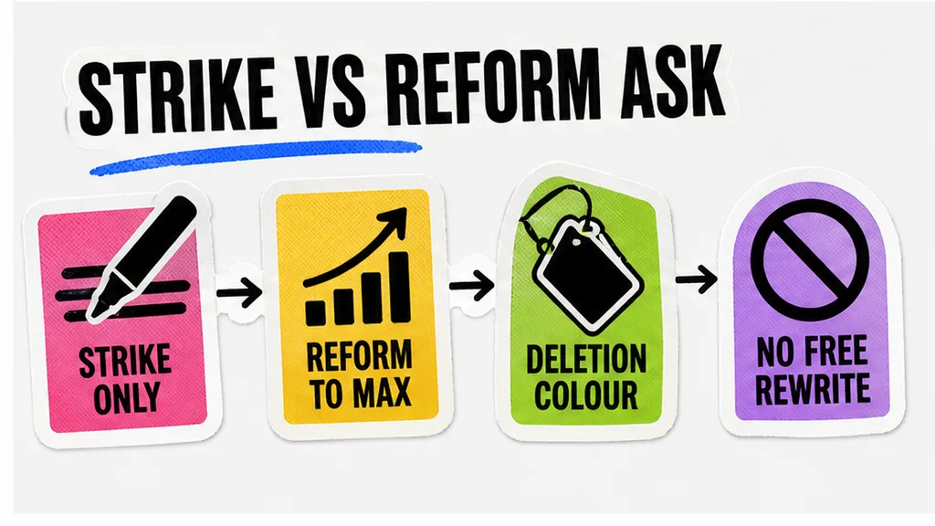 Workflow diagram comparing strike-only and reform ask
