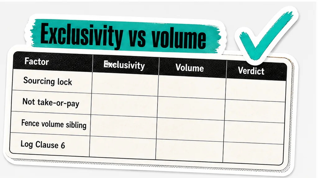 Comparison table of exclusivity versus minimum-volume review checks