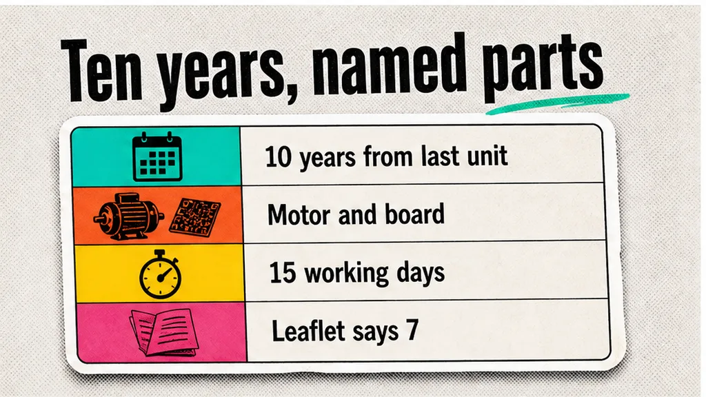 Comparison table: How to set the spare-parts years after the last shipment?