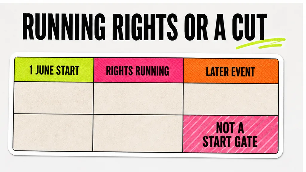 Comparison table: How do you tell rights already running from a later cut?