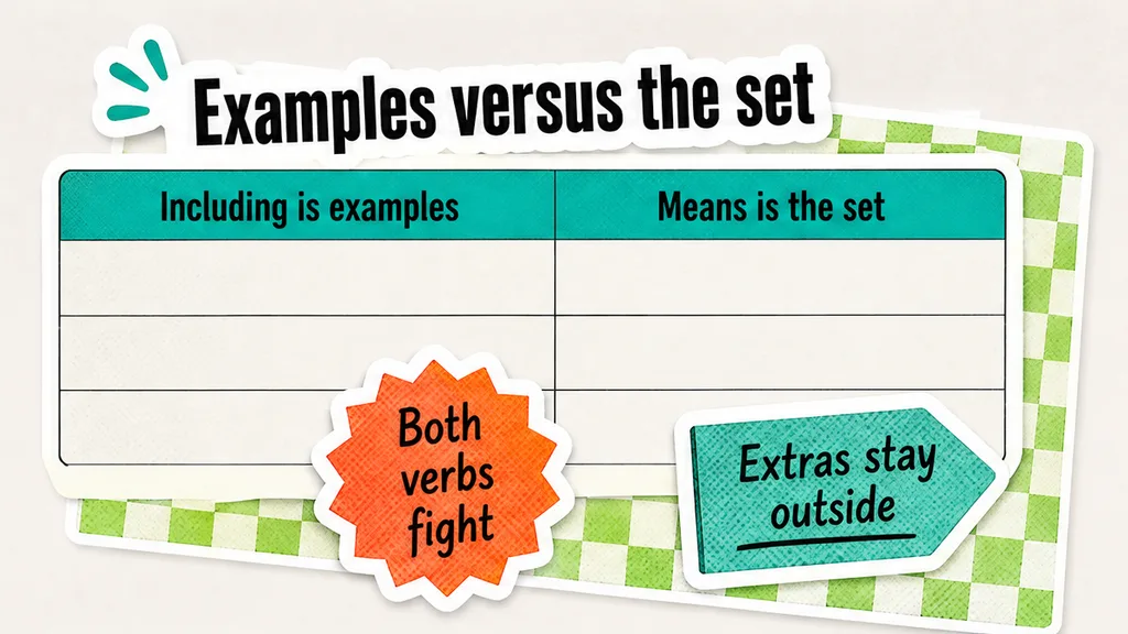 Comparison table: examples versus a closed set