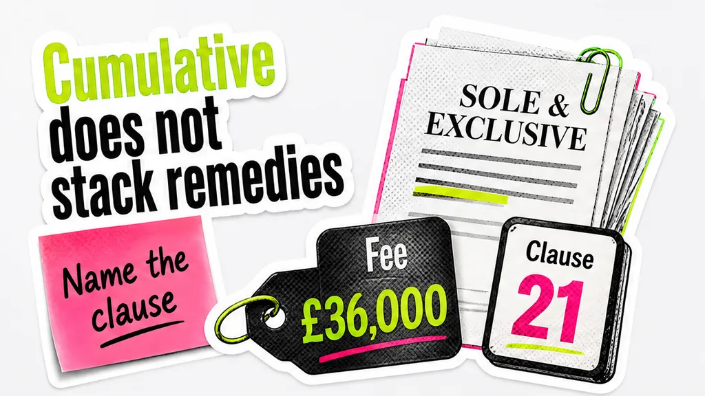 Clause 21 beside a sole-and-exclusive reprint on a £36,000 fulfilment contract