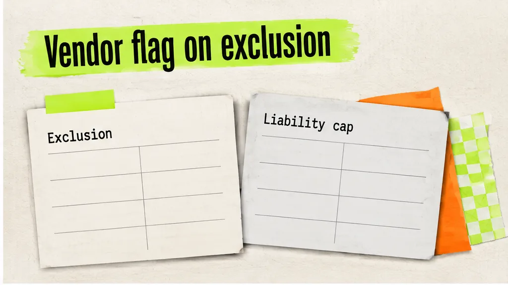 Vendor agreement with an exclusion sentence marked, lease and client files closed beside it