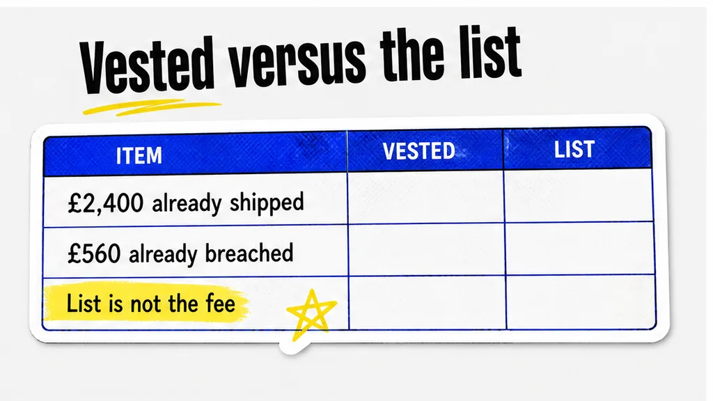 Comparison of a shipped £2,400 invoice against a named survival list
