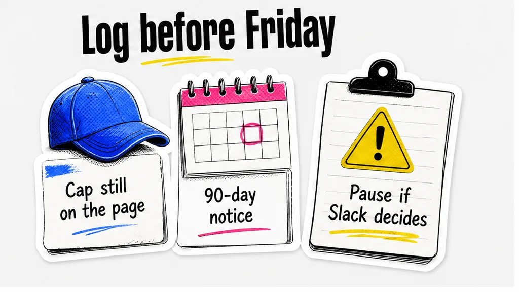 Checklist for the liability cap, the 90-day notice, and Slack
