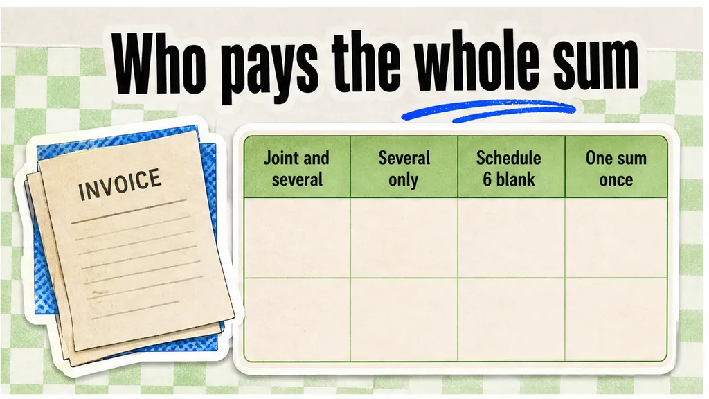 Comparison table: How do you tell who can be asked for the whole sum?