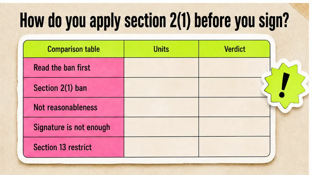 Comparison table: How do you apply section 2(1) before you sign?