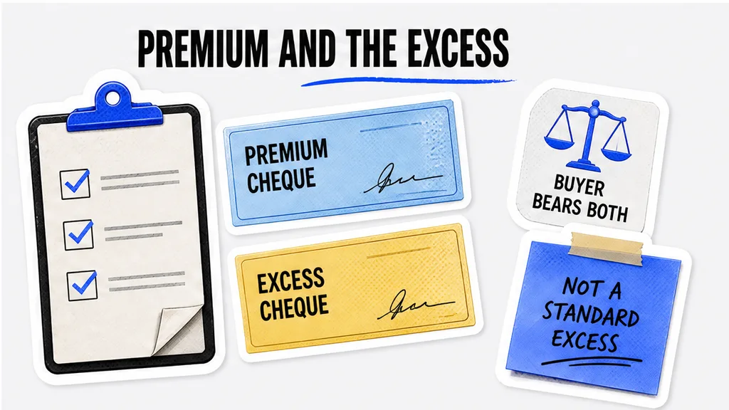 Checklist board: Which cheque is the premium and which is the excess?
