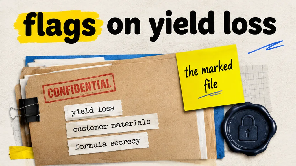 Toll file with flags on yield loss, customer-material title and the formula lock, no face