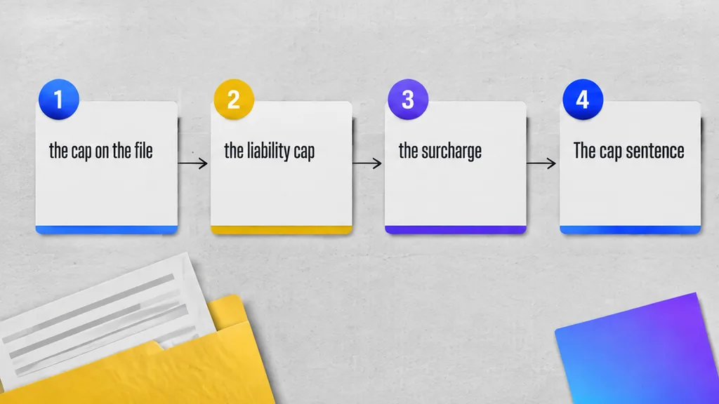 Liability cap and surcharge schedule marked on a forwarder pack, no face