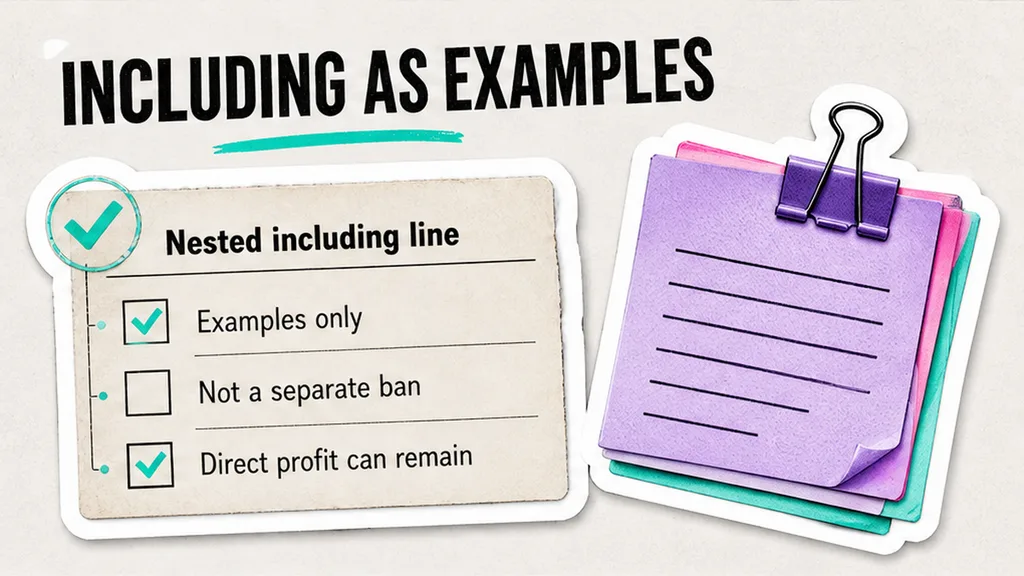 Checklist of a nested including line marked as examples only