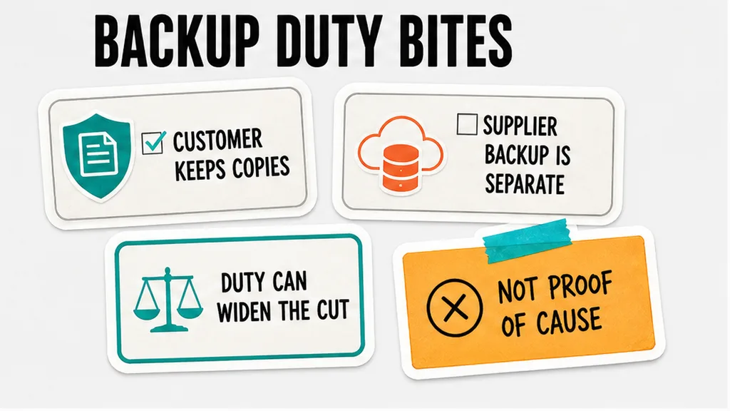 Checklist of a customer copy duty beside a supplier backup line