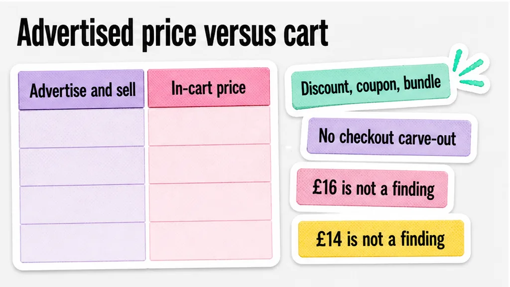 Paper log splitting advertised price from the cart, no face