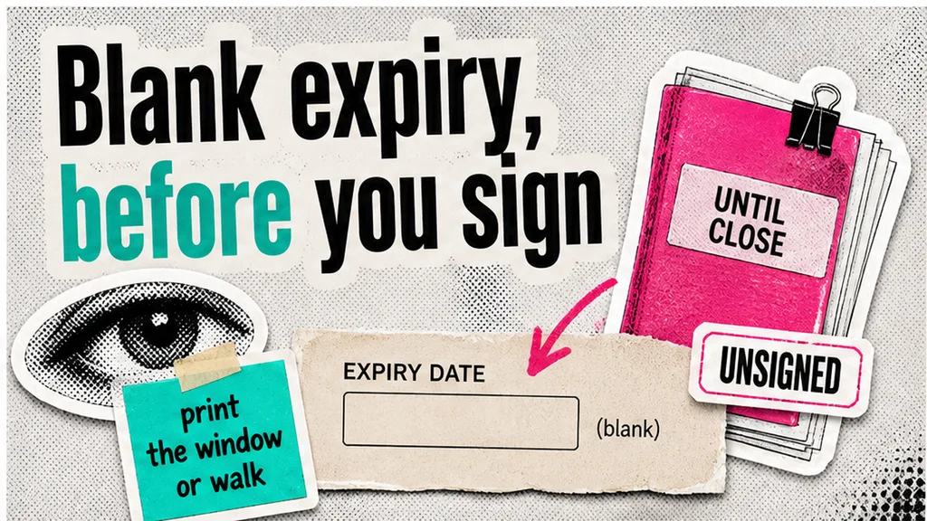 Blank portal expiry beside an until-close clause before signature, no face