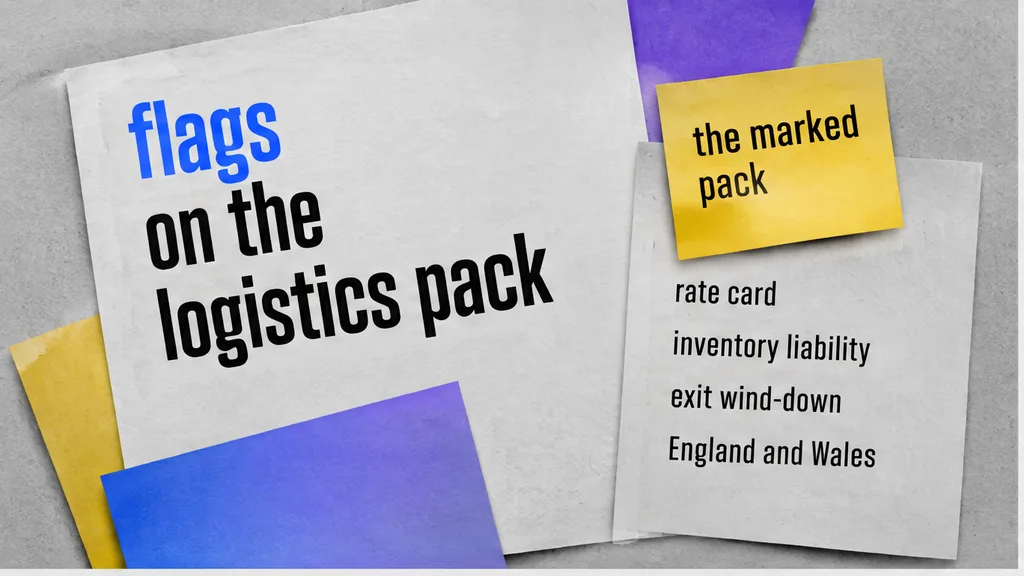 Logistics pack with flags on the rate card, inventory liability and exit wind-down, no face