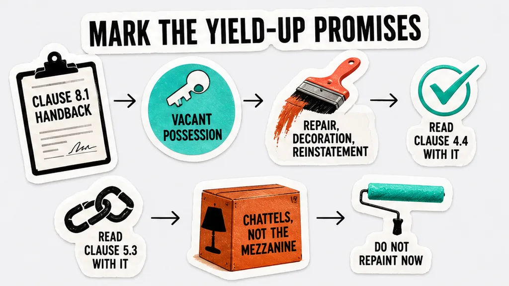 Yield-up promises: handback, vacant possession, and reinstatement, no face