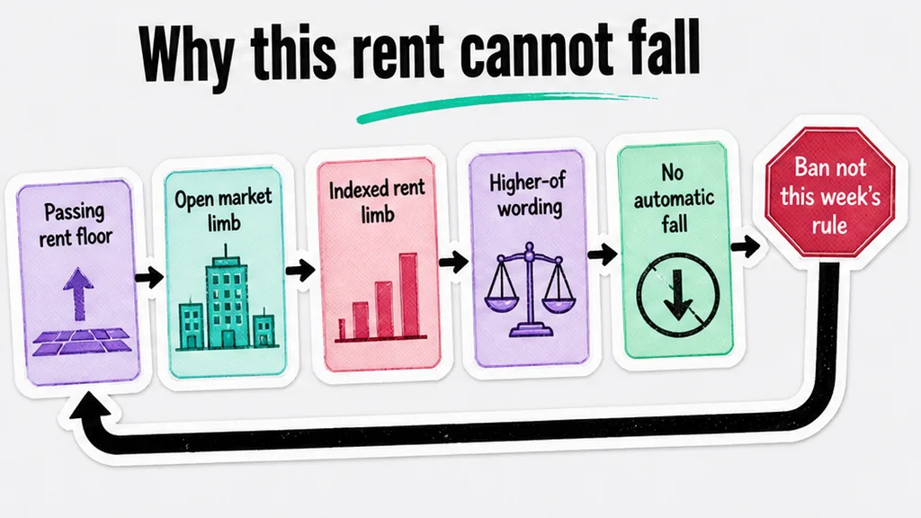 Upwards-only wording that stops the reviewed rent from falling