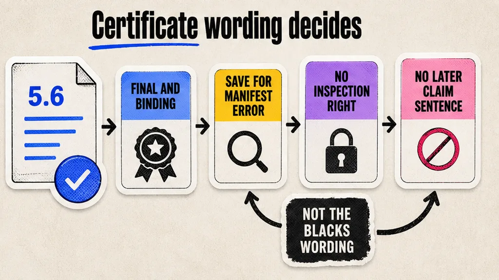 A service charge certificate marked final except for a manifest error