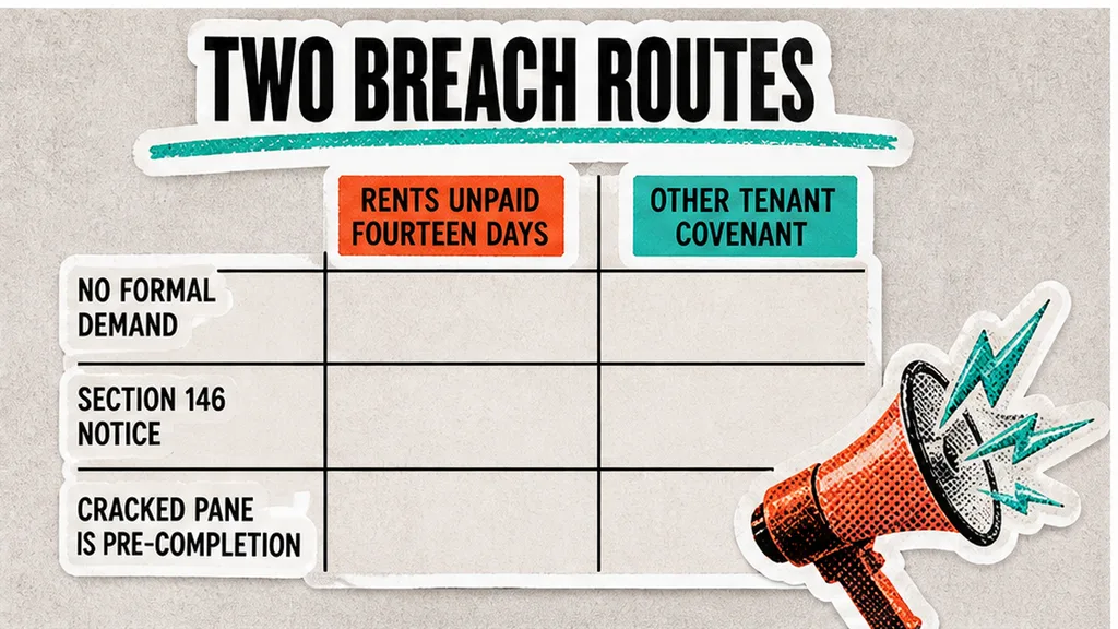 Rent unpaid for fourteen days compared with another tenant covenant