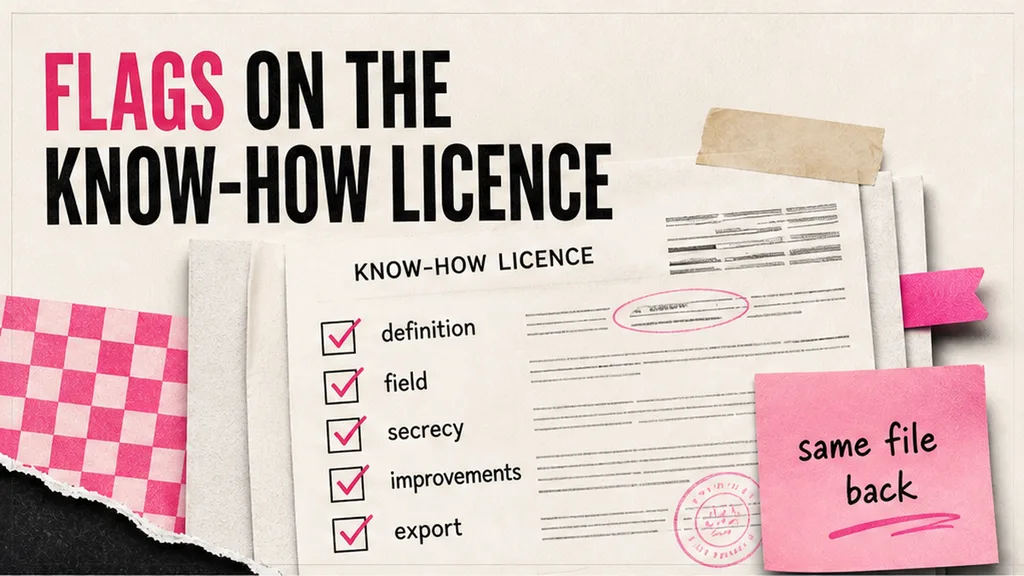 Know-how licence with flags on definition, field, confidentiality, improvements and export
