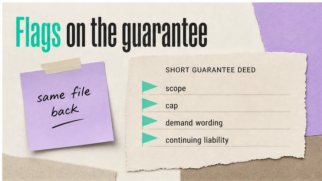 Parent company guarantee with flags on scope, cap, demand wording and continuing liability