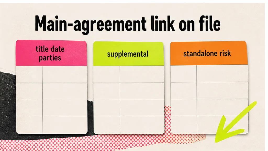 Main-agreement reference marked on a commercial side letter beside a named MSA
