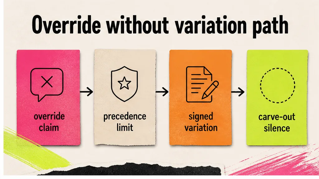 Override claim and precedence limit marked without a signed variation path