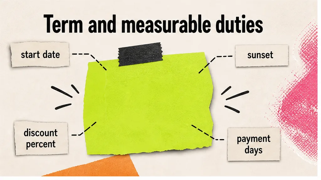 Term sunset and measurable concession marked on a commercial pricing side letter